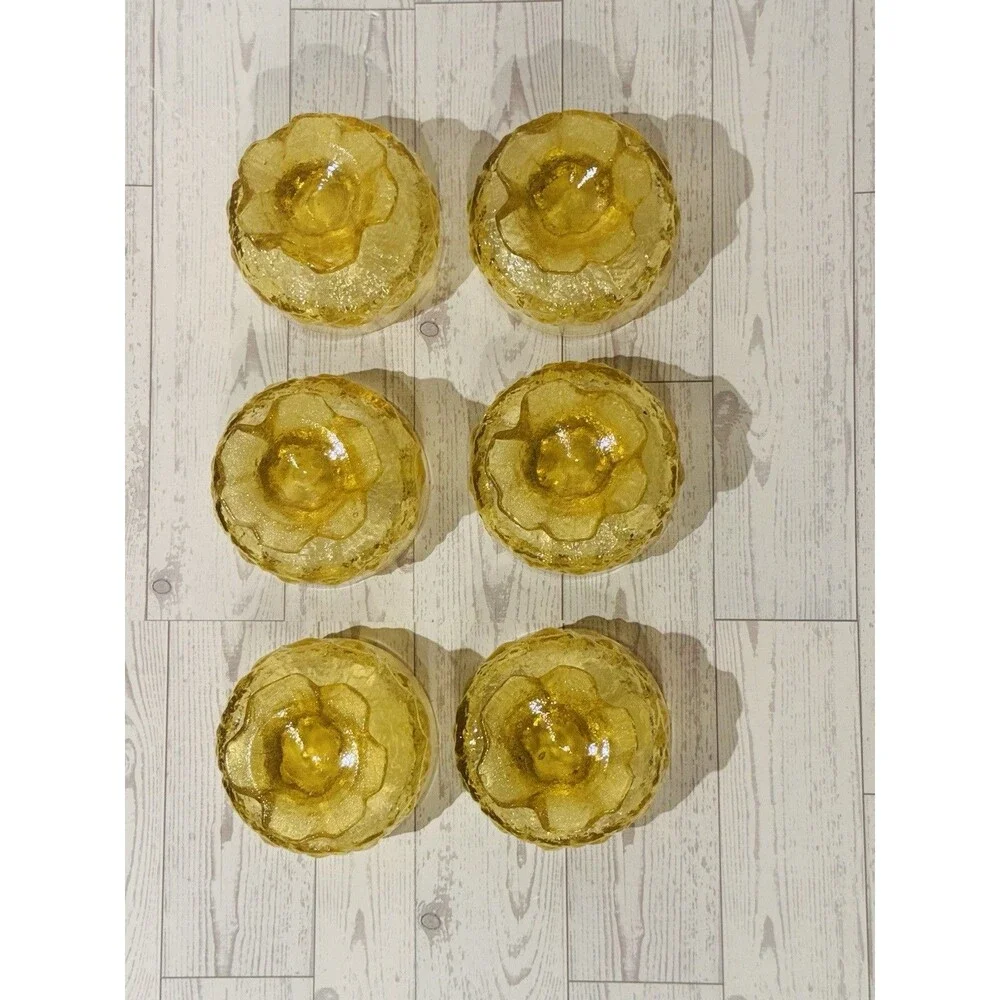 TIFFIN Franciscan Madeira Cornsilk Yellow Glass Sherbet Champagne 6p Set MCM